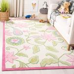 Ivory and Pink Kids Wool Area Rug, 8x10 Feet