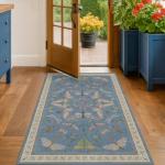 Hazo Haus Insect 3x5 Washable Stain Resistant Rugs for Large Kitchen, Ultra Soft Faux Wool Rugs for Kids Bedroom Beside Bed, Non Slip Entry Rug, Low Pile Fade Resistant, Dusty Blue