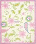 Ivory and Pink Kids Wool Area Rug, 8x10 Feet