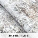 Lansny Small Abstract Area Rug 2x3 Entryway Rug Washable Door Mat Indoor Entrance, Washable Throw Rugs Non-Slip, Soft Beige Grey Kitchen Rugs Thin Print Faux Wool Floor Carpet for Foyer Front Door