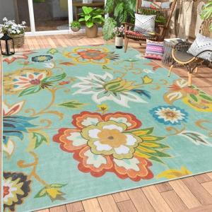Lahome 6x9ft Floral Non-Slip Outdoor Rug