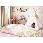 Ivory and Pink Kids Wool Area Rug, 8x10 Feet