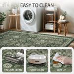 Sage Green 5x7 Boho Area Rug, Washable & Soft