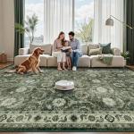 Sage Green 5x7 Boho Area Rug, Washable & Soft