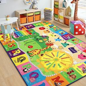 Kid's Learning Area Rug – Non-Slip, Washable 5x7