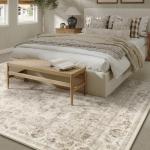 Beige Vintage Washable 8x10 Area Rug