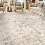 Beige Vintage Washable 8x10 Area Rug