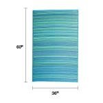 Turquoise & Moss Green Outdoor Striped Rug 90x150 cm