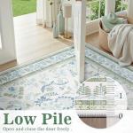 DCX Green 5x7 Area Rug, Machine Washable Non Slip Stain Resistant Soft Vintage Floral Rug, for Living Room, Bedroom, Playroom, Soft Low Pile Large Nursery Carpet