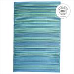 Turquoise & Moss Green Outdoor Striped Rug 90x150 cm