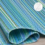 Turquoise & Moss Green Outdoor Striped Rug 90x150 cm