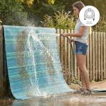 Turquoise & Moss Green Outdoor Striped Rug 90x150 cm