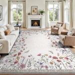 Yarooge 8x10 Floral Area Rug, Machine Washable