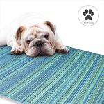 Turquoise & Moss Green Outdoor Striped Rug 90x150 cm