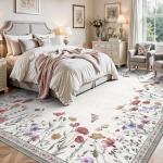 Yarooge 8x10 Floral Area Rug, Machine Washable