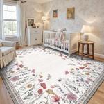 Yarooge 8x10 Floral Area Rug, Machine Washable