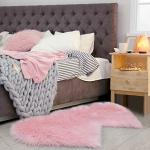Light Pink Heart Shaped Faux Sheepskin Area Rug