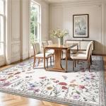 Yarooge 8x10 Floral Area Rug, Machine Washable
