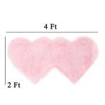 Light Pink Heart Shaped Faux Sheepskin Area Rug