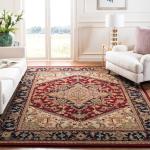 Traditional Oriental Medallion Red Wool Round Rug