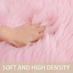 Light Pink Heart Shaped Faux Sheepskin Area Rug