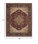 Traditional Oriental Medallion Red Wool Round Rug