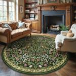 Moynesa 6ft Floral Round Boho Area Rug