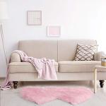 Light Pink Heart Shaped Faux Sheepskin Area Rug