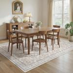 Floral Vintage 9x12 Washable Area Rug in Camel