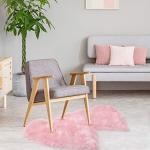 Light Pink Heart Shaped Faux Sheepskin Area Rug
