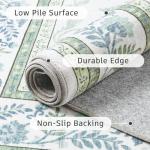 DCX Green 5x7 Area Rug, Machine Washable Non Slip Stain Resistant Soft Vintage Floral Rug, for Living Room, Bedroom, Playroom, Soft Low Pile Large Nursery Carpet