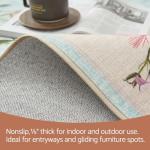 Floral Half Circle Area Rug - Washable Blue/Pink