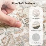 Floral Vintage 9x12 Washable Area Rug in Camel