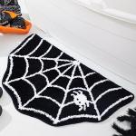 Halloween Black Spider Web Bath Mat, Non-Slip
