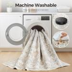 Floral Vintage 9x12 Washable Area Rug in Camel