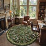 Moynesa 6ft Floral Round Boho Area Rug