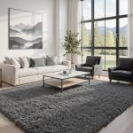 8x10 Area Rugs for Living Room: Ultra Soft Fluffy Shag Grey Rugs for Bedroom, Non-Slip Large Fuzzy Plush Rug Indoor Floor Carpet for Nursery Kids Boys Girls Room, Dorms, Playroom, Modern Home Decor