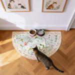 Floral Half Circle Area Rug - Washable Blue/Pink