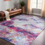 Luul Home Non Slip Rugs 4x6 Modern Abstract Easy Silk Rubber Backing Soft Area Rug for Living Room Easy to Clean Non Shedding Kitchen for Bedroom Indoor Carpet (Lilac - Purple, 4x6)