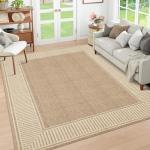 GarveeHome Washable 4x6 Striped Border Area Rug