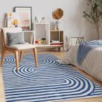 Lahome Soft Blue Abstract Washable Area Rug 5x7