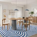 Lahome Soft Blue Abstract Washable Area Rug 5x7