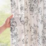 Jinchan Black Peony Floral Curtains, 2 Panels