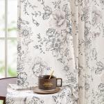 Jinchan Black Peony Floral Curtains, 2 Panels