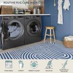 Lahome Soft Blue Abstract Washable Area Rug 5x7