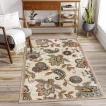 Beige Washable Floral 3x5 Area Rug