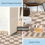 Brown Checkered 5x7 Area Rug - Soft & Washable