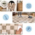 Brown Checkered 5x7 Area Rug - Soft & Washable