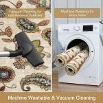 Beige Washable Floral 3x5 Area Rug