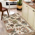 Beige Washable Floral 3x5 Area Rug